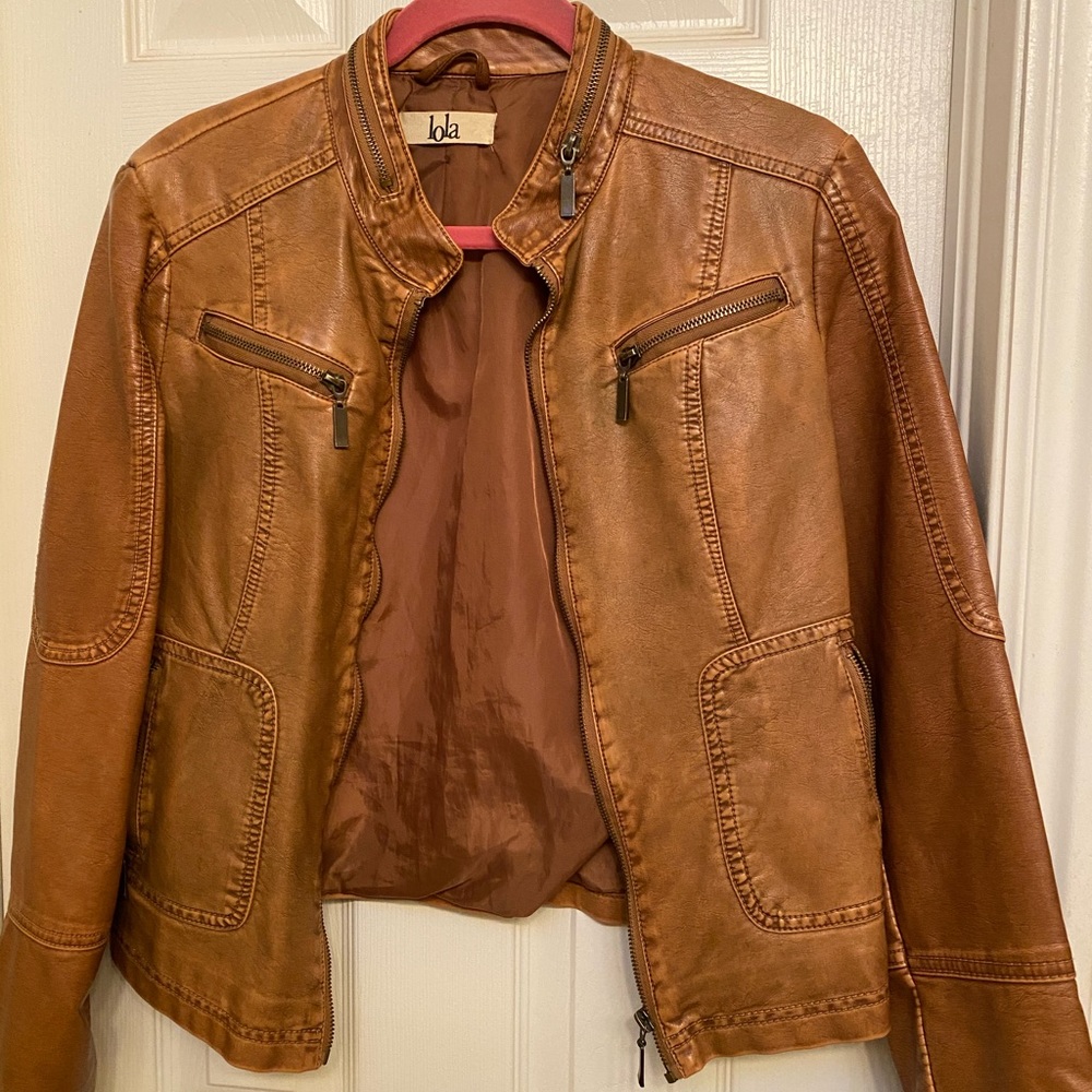 Camel faux leather jacket
